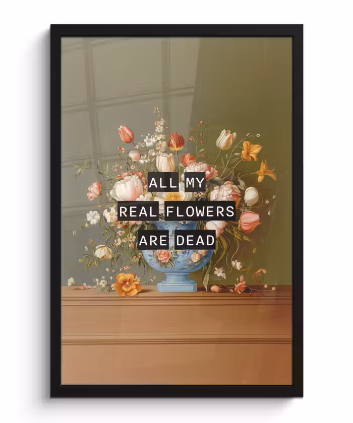 Poster met lijst - Bloem - Quote - Vintage - Art
