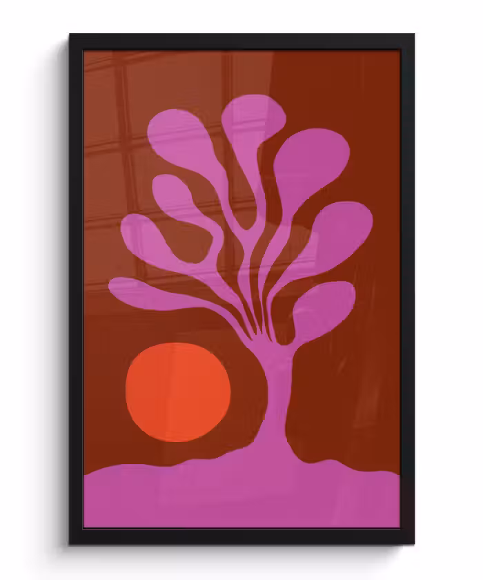 Poster met lijst - Boom - Paars - Cirkel - Vloeiend
