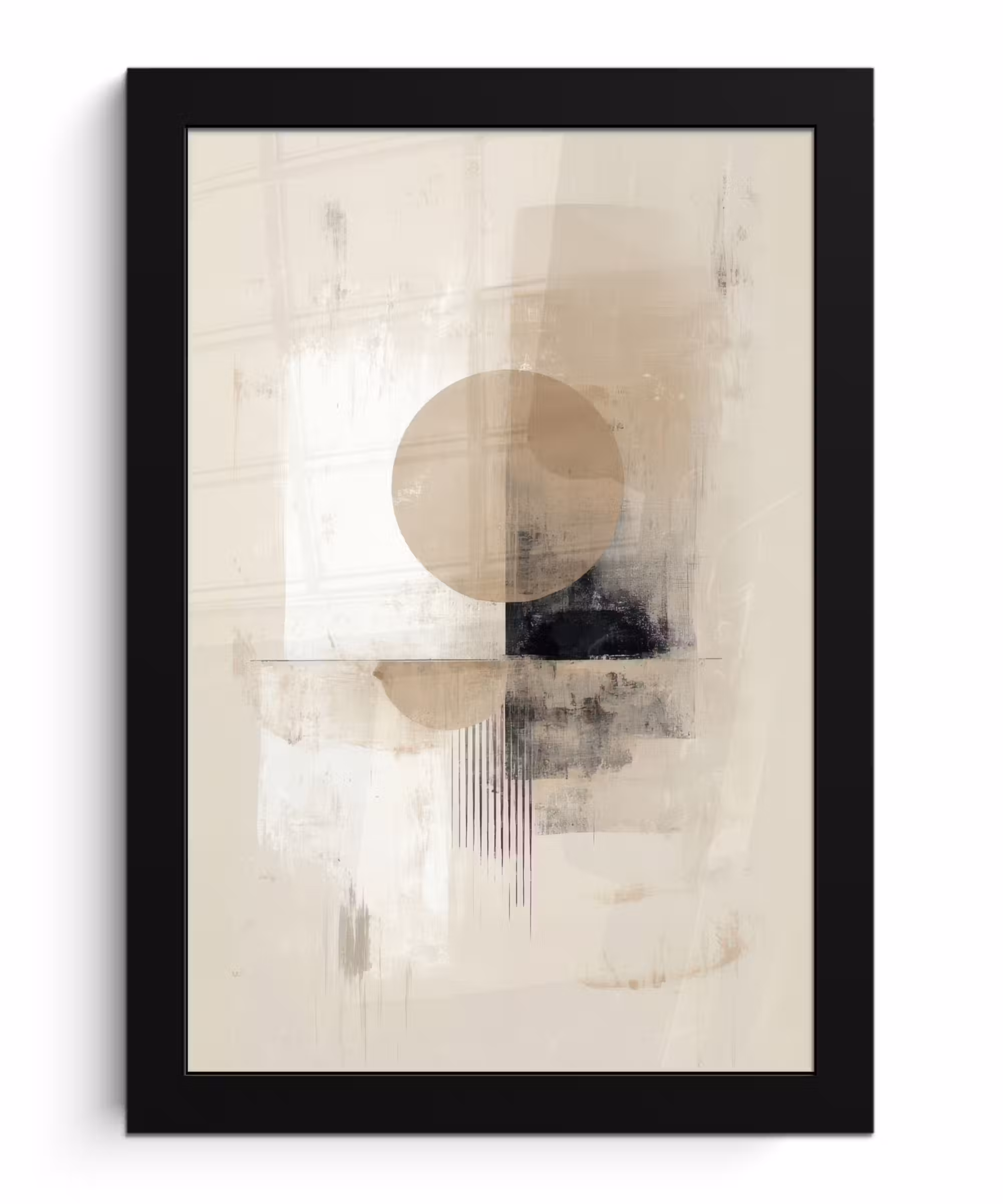 Poster met lijst - Cirkel - Compositie - Diepte - Beige