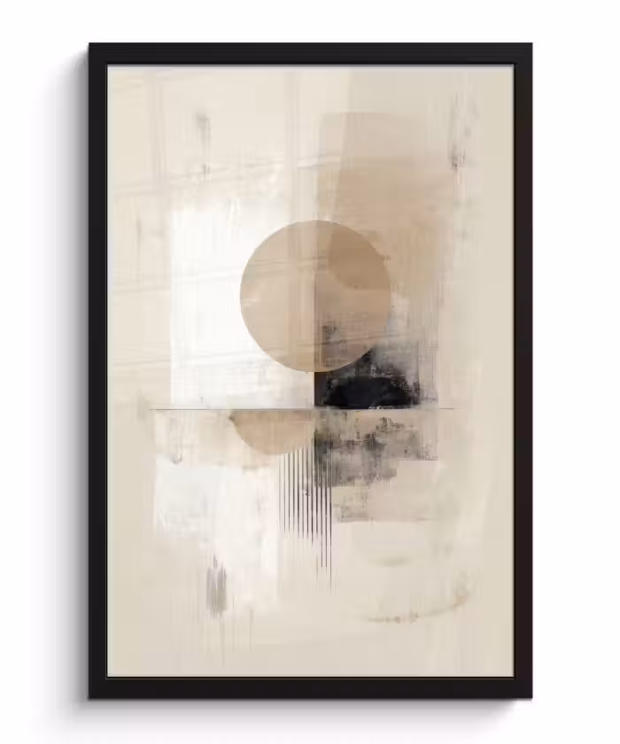 Poster met lijst - Cirkel - Compositie - Diepte - Beige