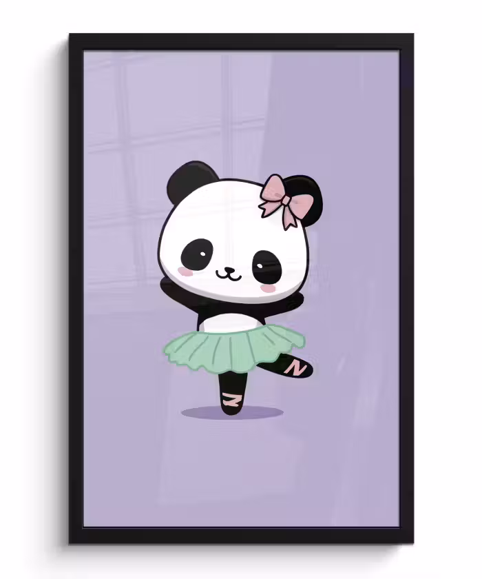 Poster met lijst - Panda - Paars - Sierlijk - Kawaii