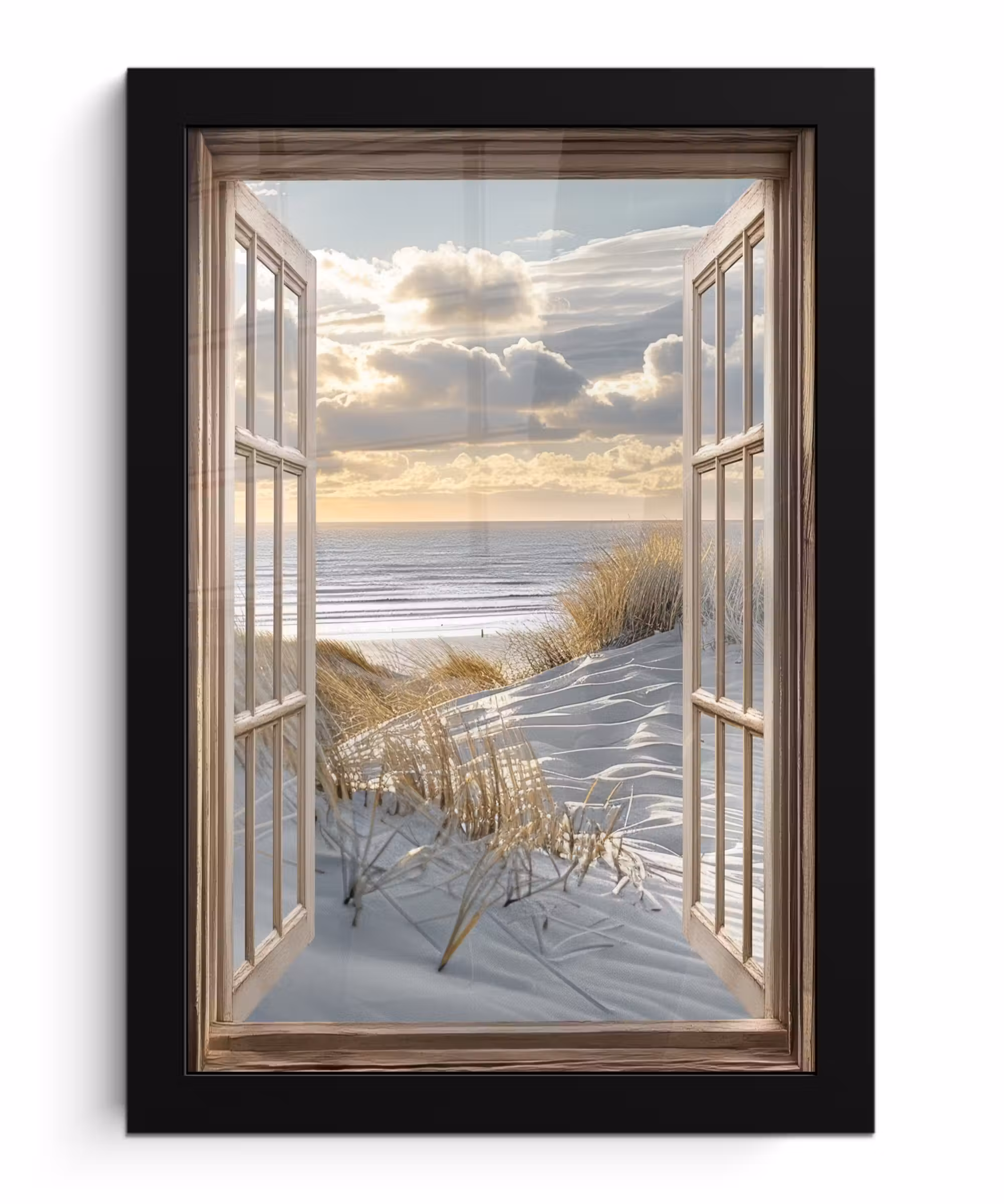 Poster met lijst - Doorkijk - Strand - Duinen - Zee - Natuur