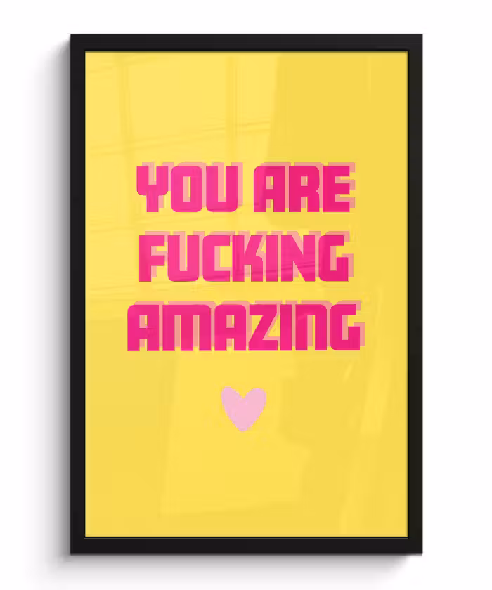 Poster met lijst - Geel - Valentijn - Tekst