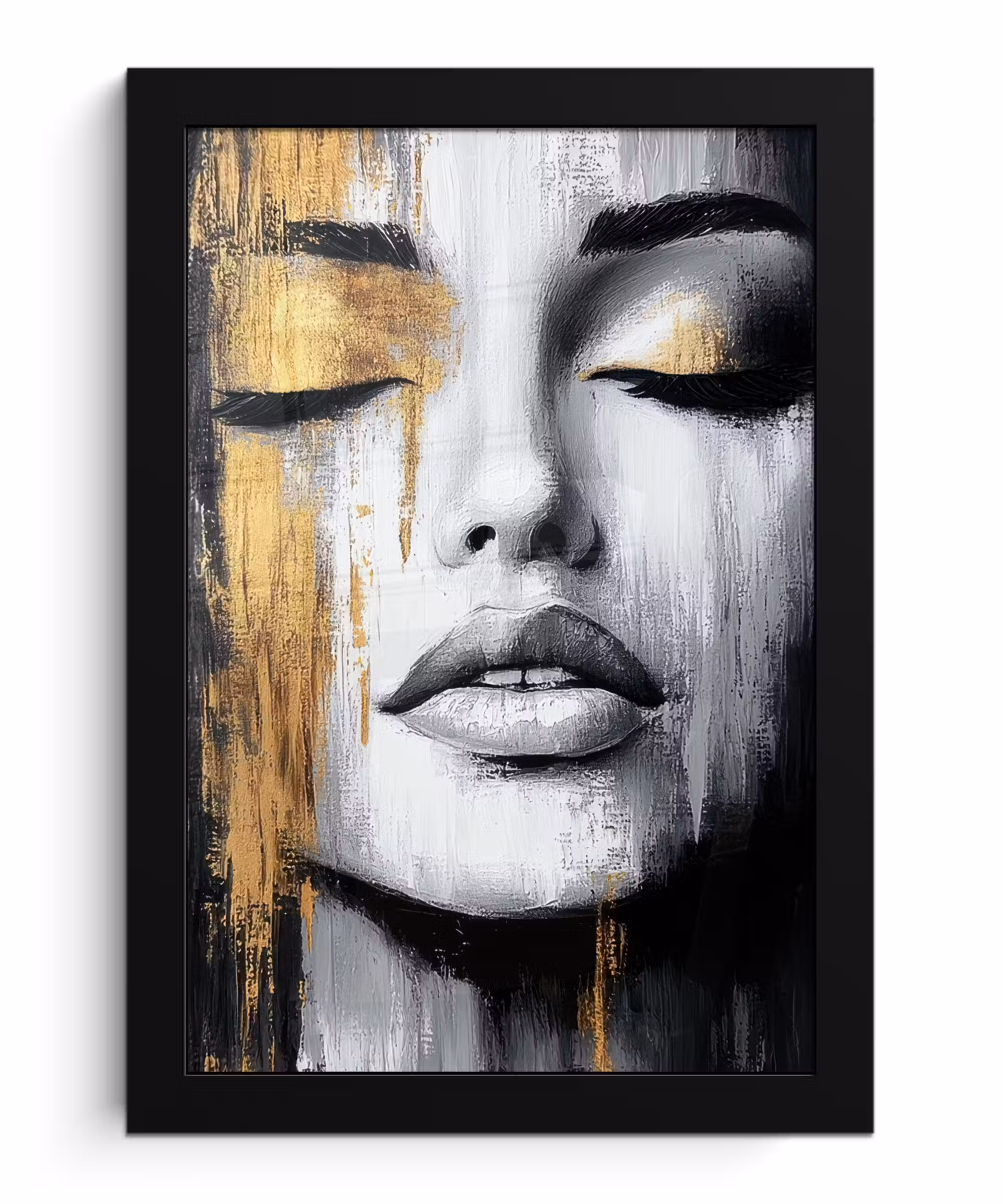 Poster met lijst - Gezicht - Vrouw - Penseelstreken - Abstract