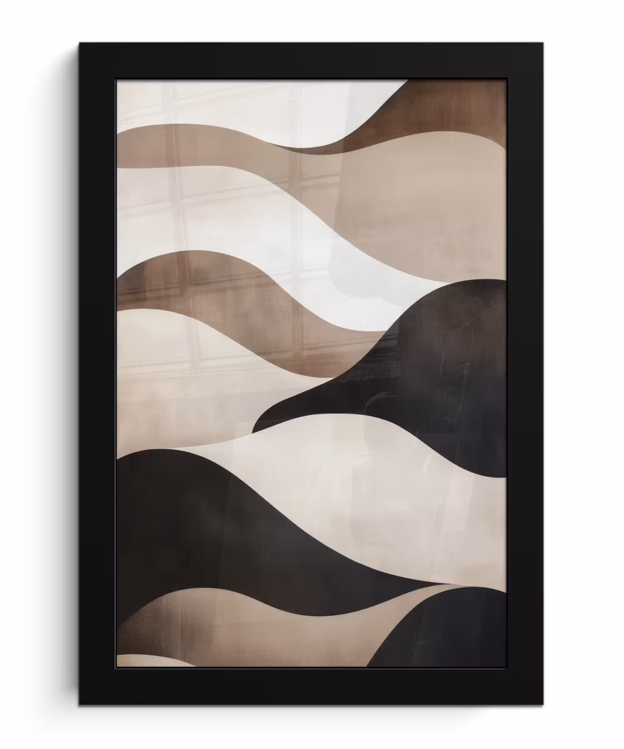 Poster met lijst - Golven - Abstract - Beige