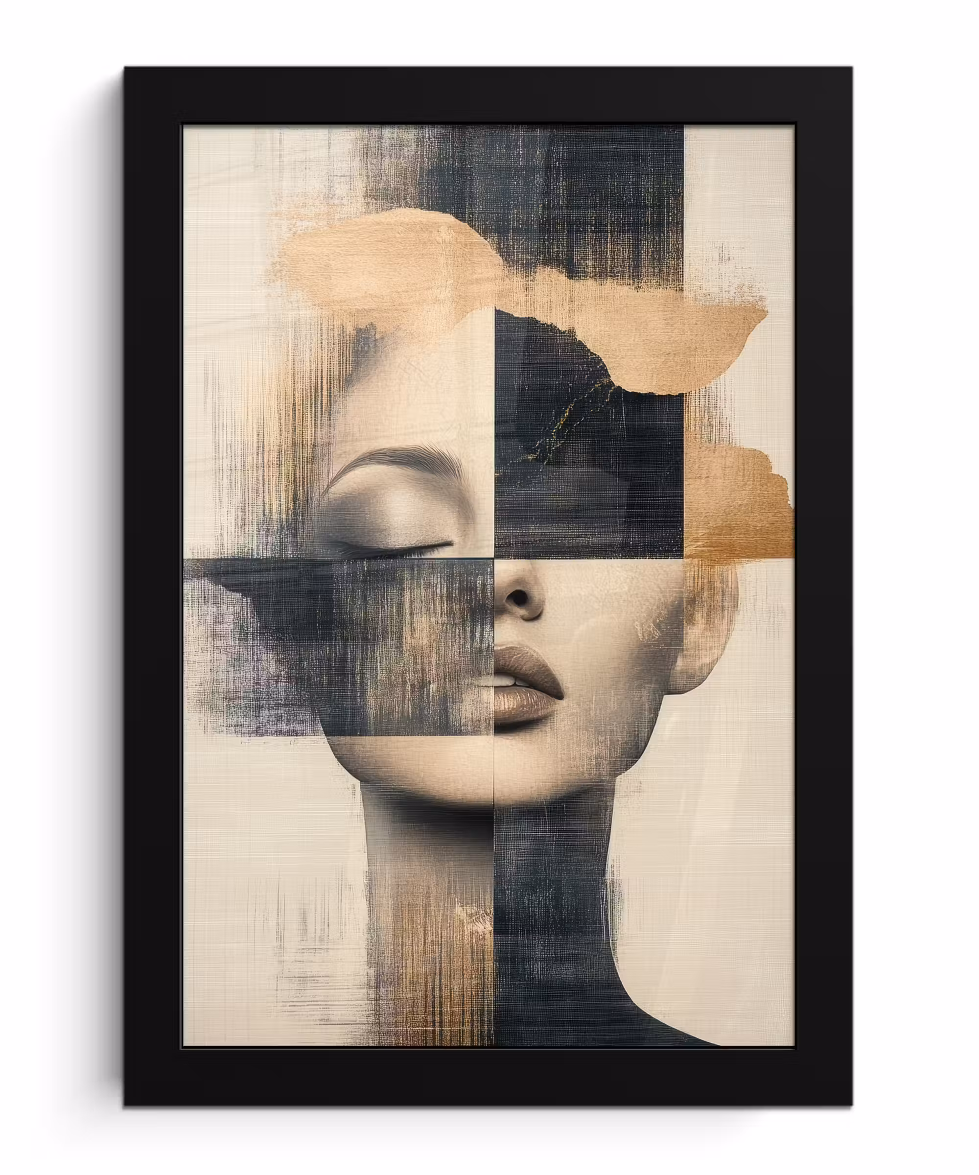 Poster met lijst - Goud - Vrouw - Rechthoeken