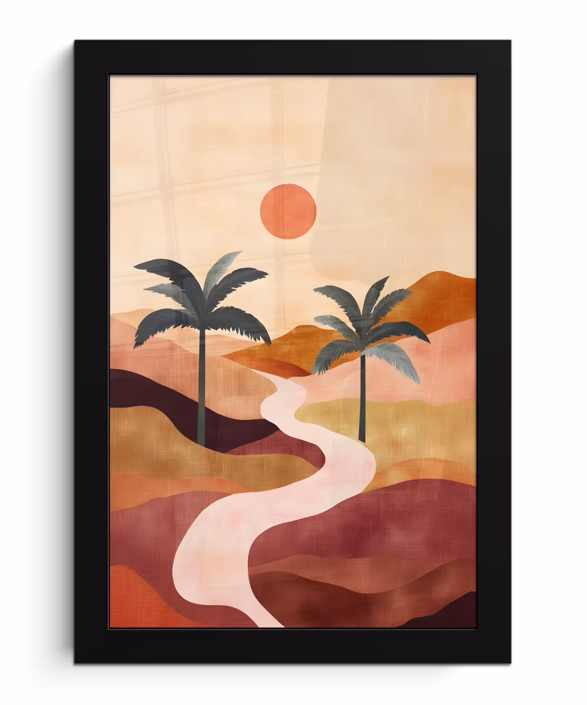 Poster met lijst - Heuvels - Palmbomen - Abstract