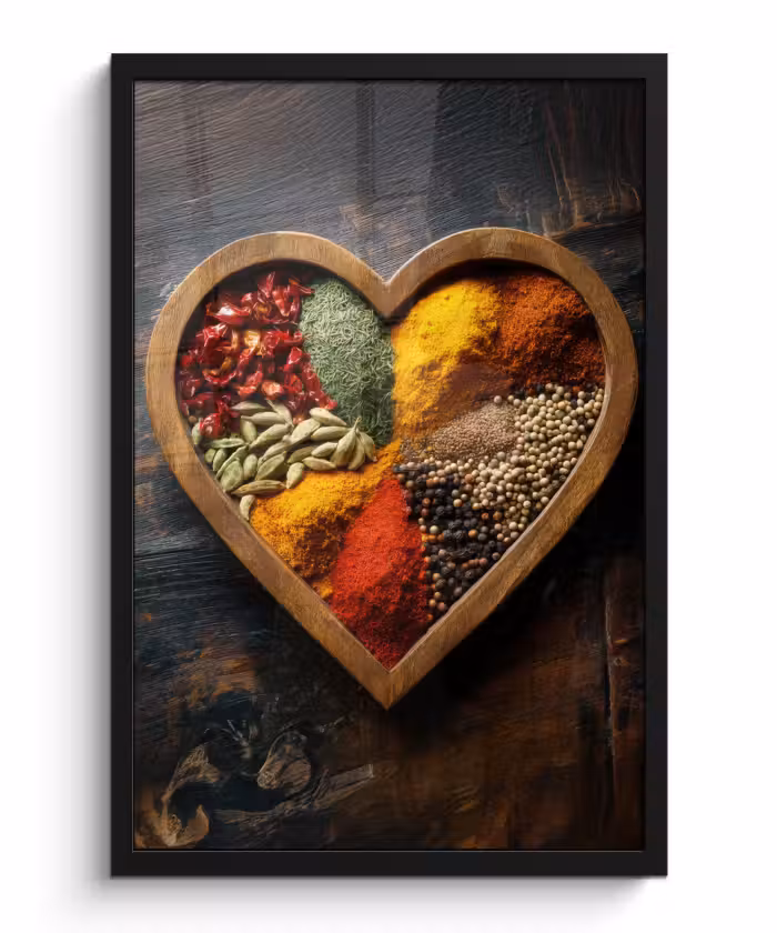 Poster met lijst - Houten - Hart - Kleurrijke - Specerijen