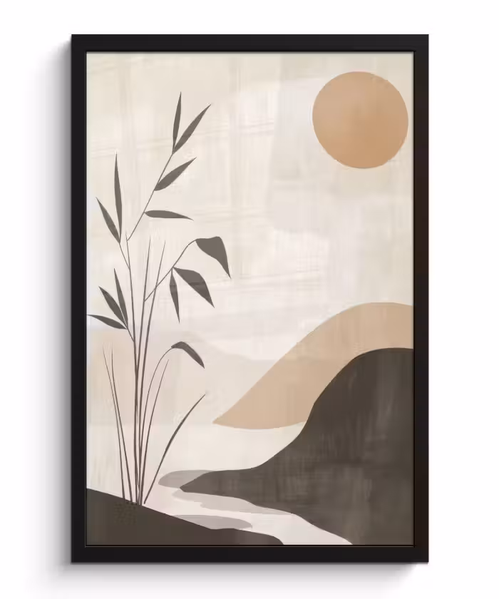 Poster met lijst - Japandi - Landschap - Beige