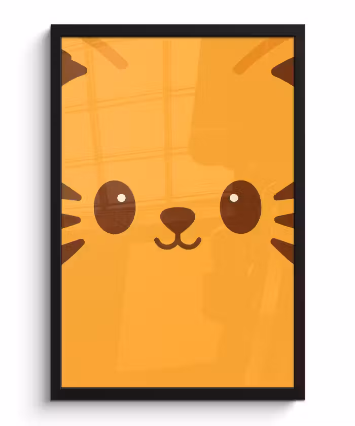 Poster met lijst - Kat - Simplistisch - Oranje - Vrolijk