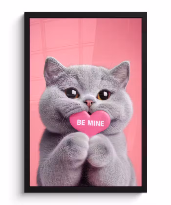 Poster met lijst - Kat - Valentijn - Roze - Liefde