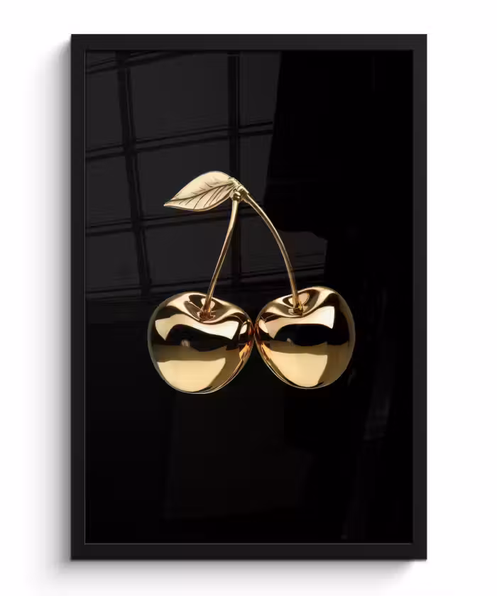 Poster met lijst - Kersen - Zwart - Goud - Chrome