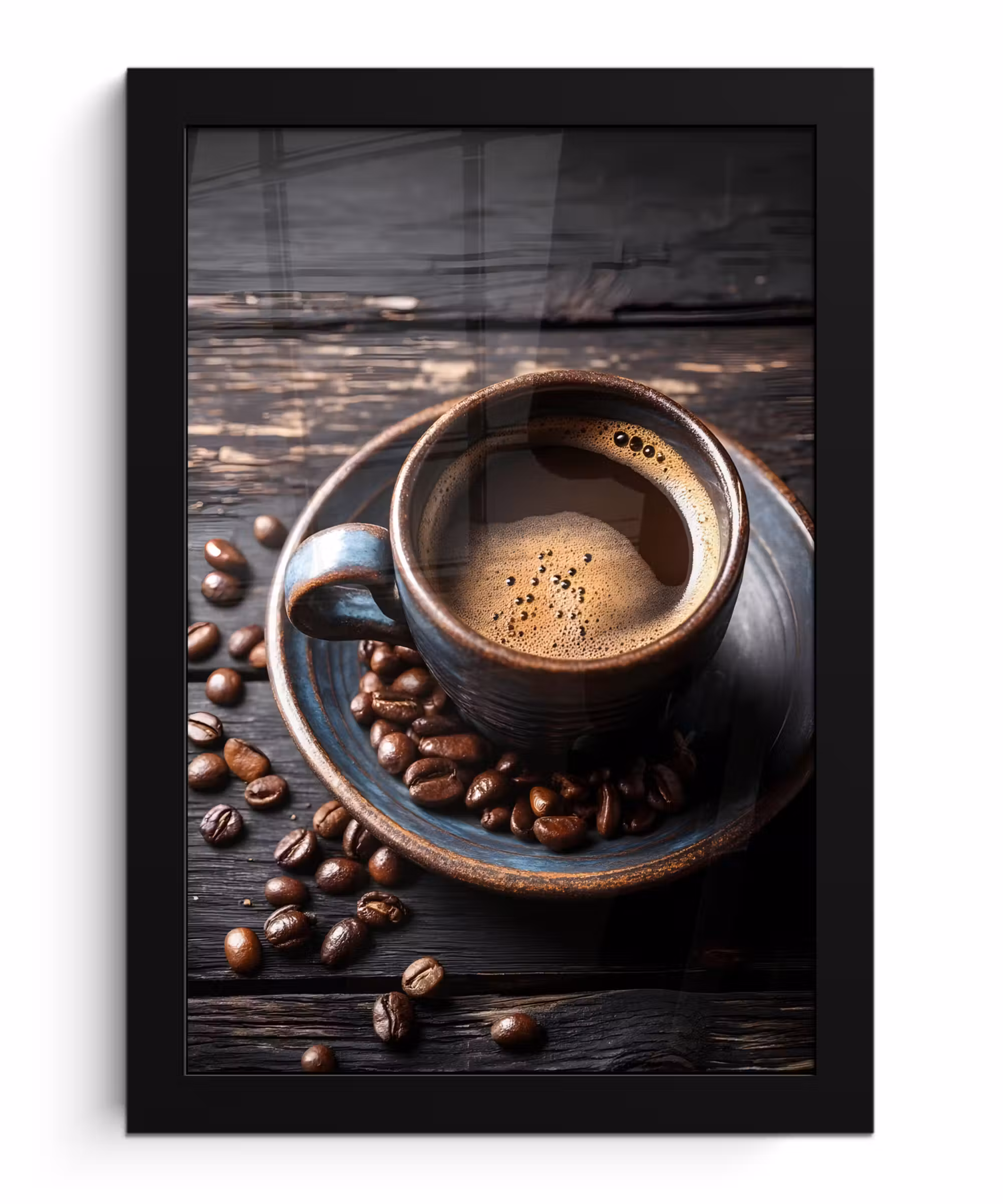 Poster met lijst - Kop - Koffie - Hout - Bonen