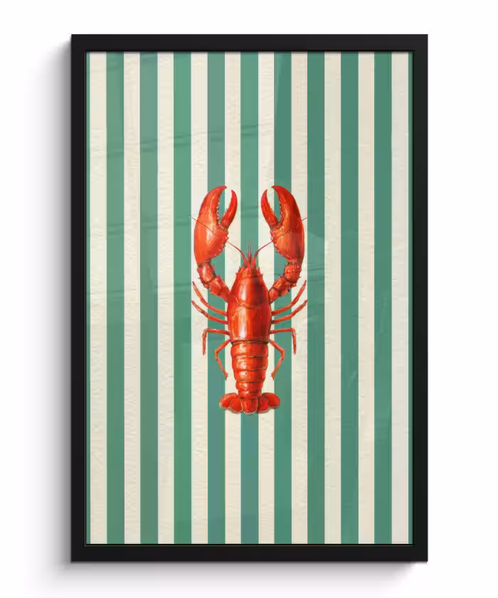 Poster met lijst - Kreeft - Strepen - Realistisch - Zomers