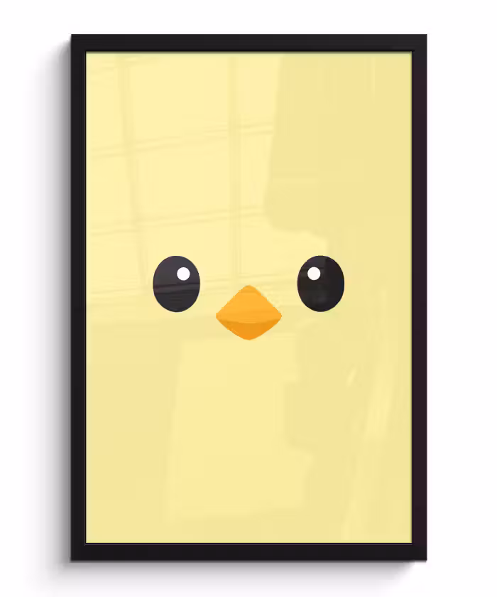Poster met lijst - Kuiken - Vrolijk - Geel - Minimalistisch