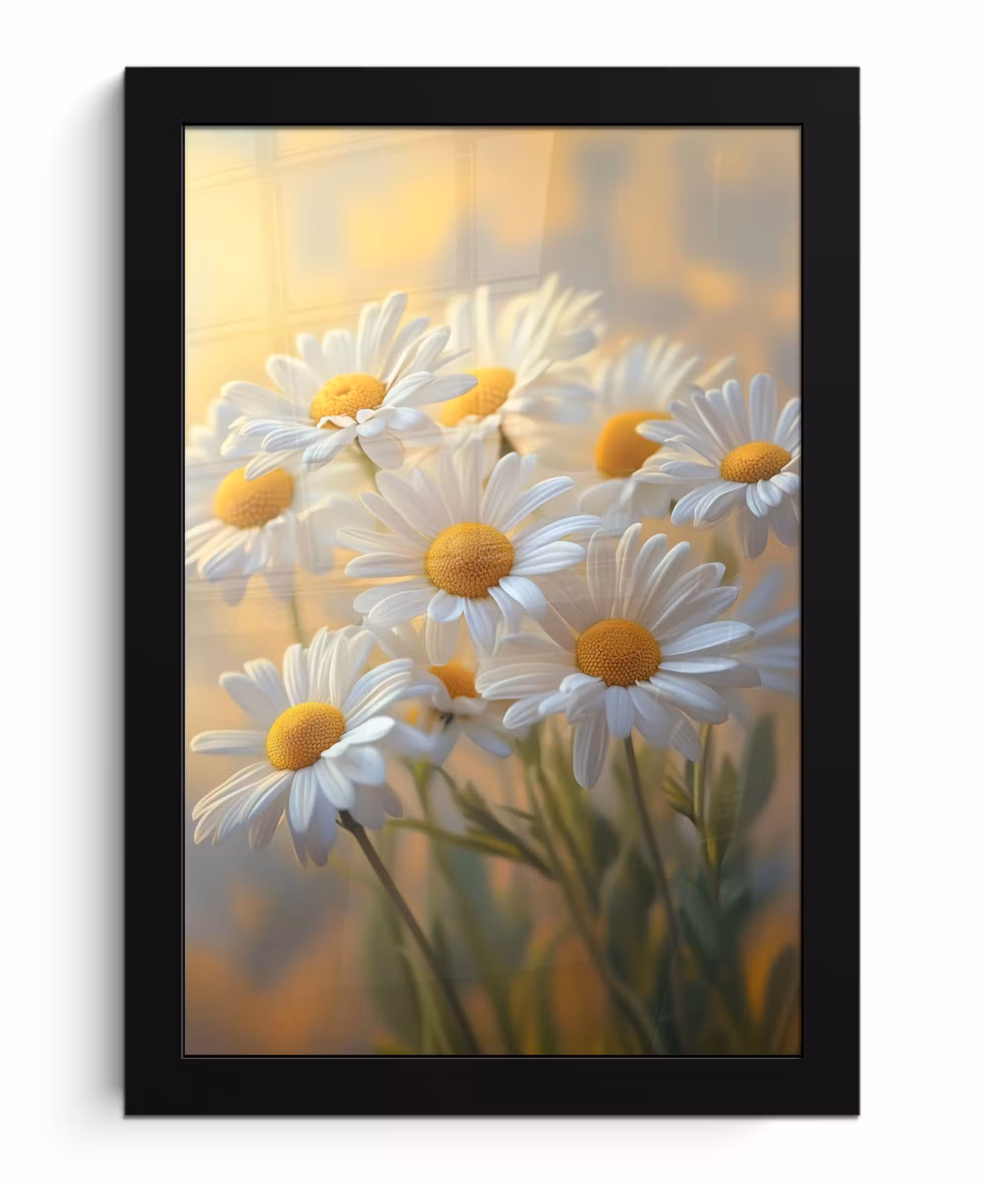 Poster met lijst - Madeliefjes - Wit - Zonlicht