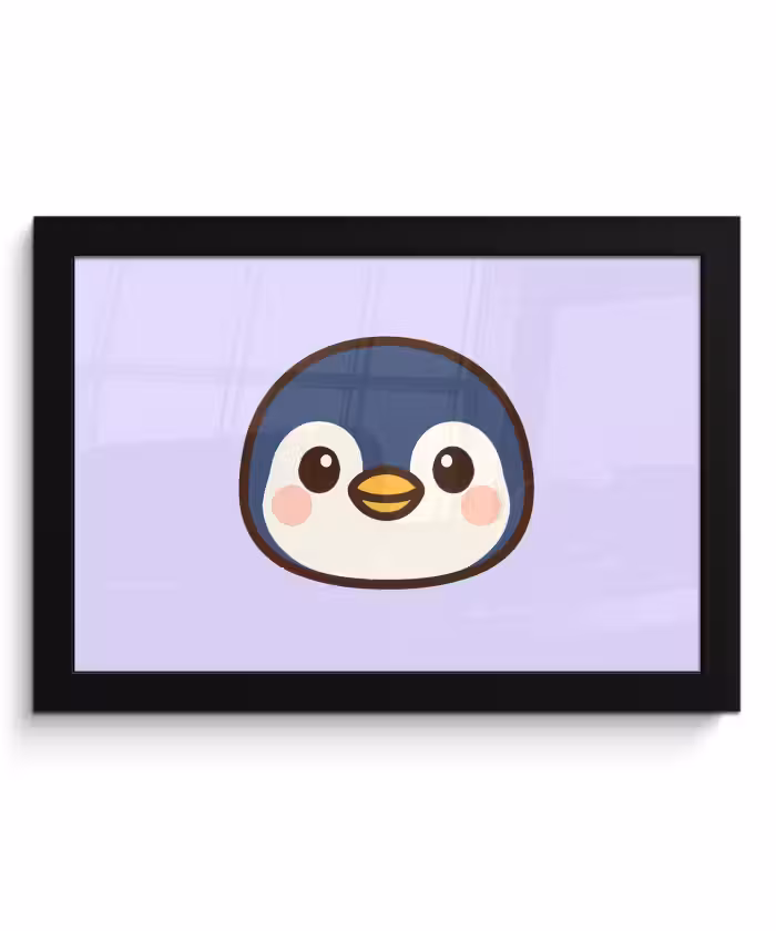 Poster met lijst - Pinguïn - Paars - Schattig