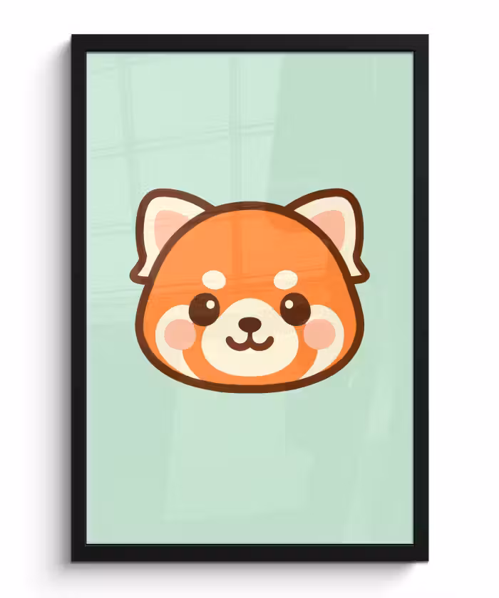 Poster met lijst - Rode panda - Groen - Cartoon