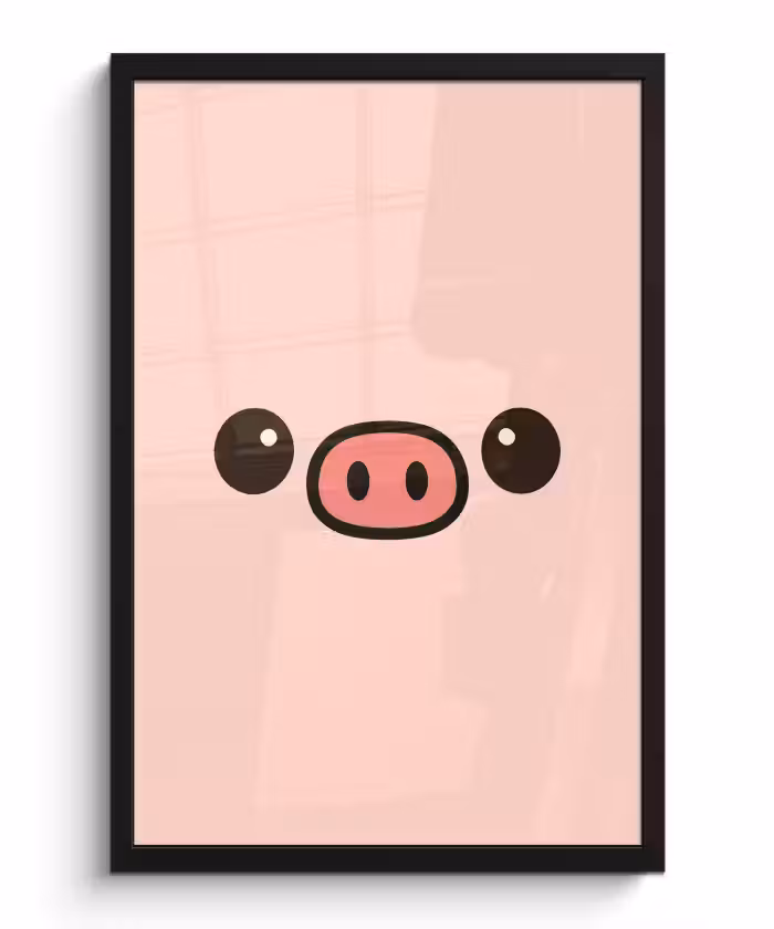 Poster met lijst - Varken - Roze - Minimalistisch