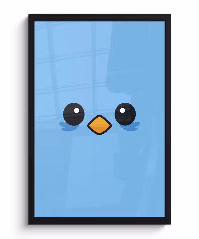 Poster met lijst - Vogel - Blauw - Eenvoudig