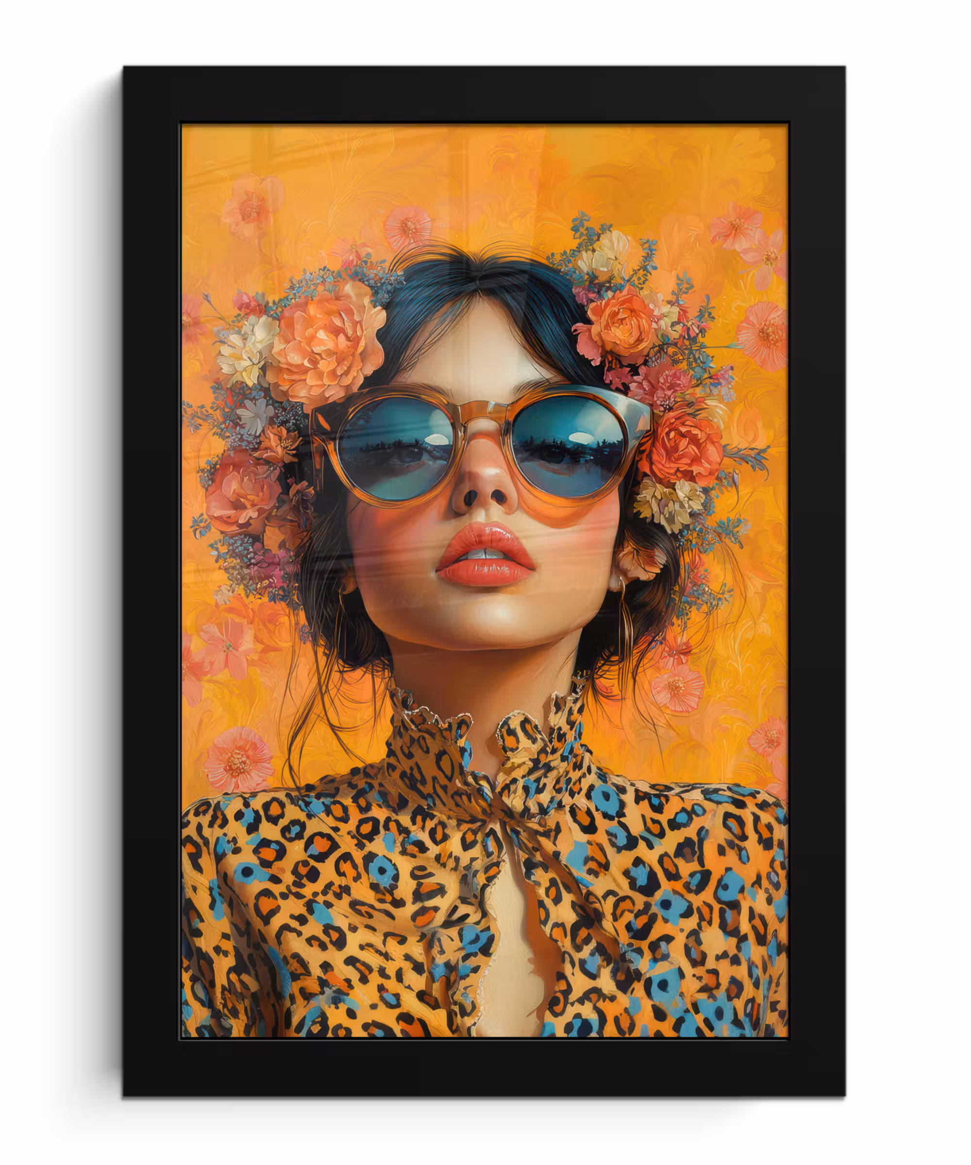 Poster met lijst - Vrouw - Bloemen - Aesthetic - Oranje