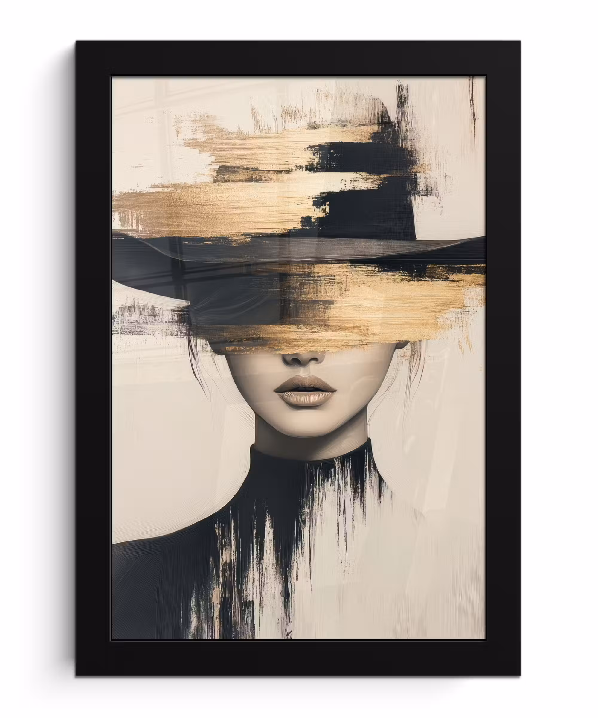Poster met lijst - Vrouw - Hoed - Verf