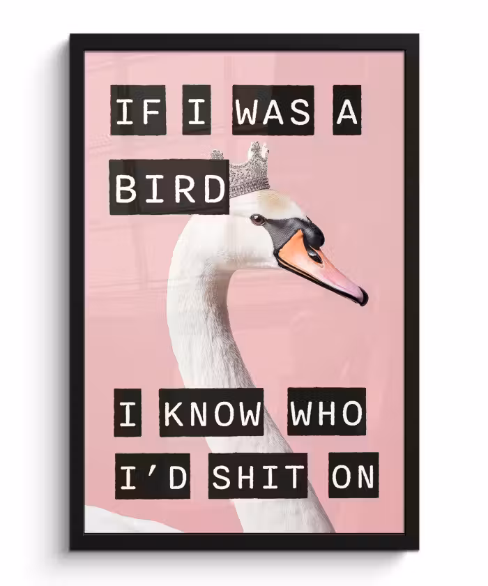 Poster met lijst - Zwaan - Vogel - Decoratie - Roze