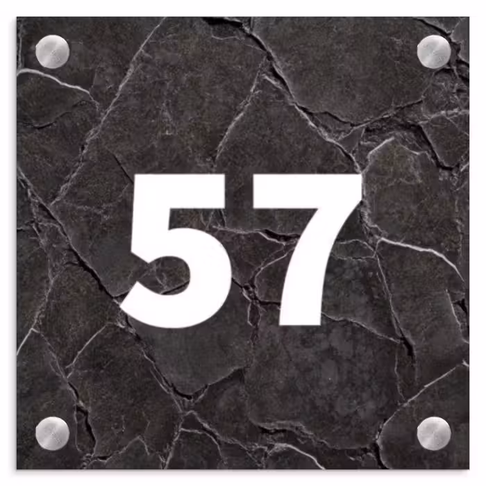 Naambordje voordeur - Vierkant - Gebarsten steen - Traditioneel