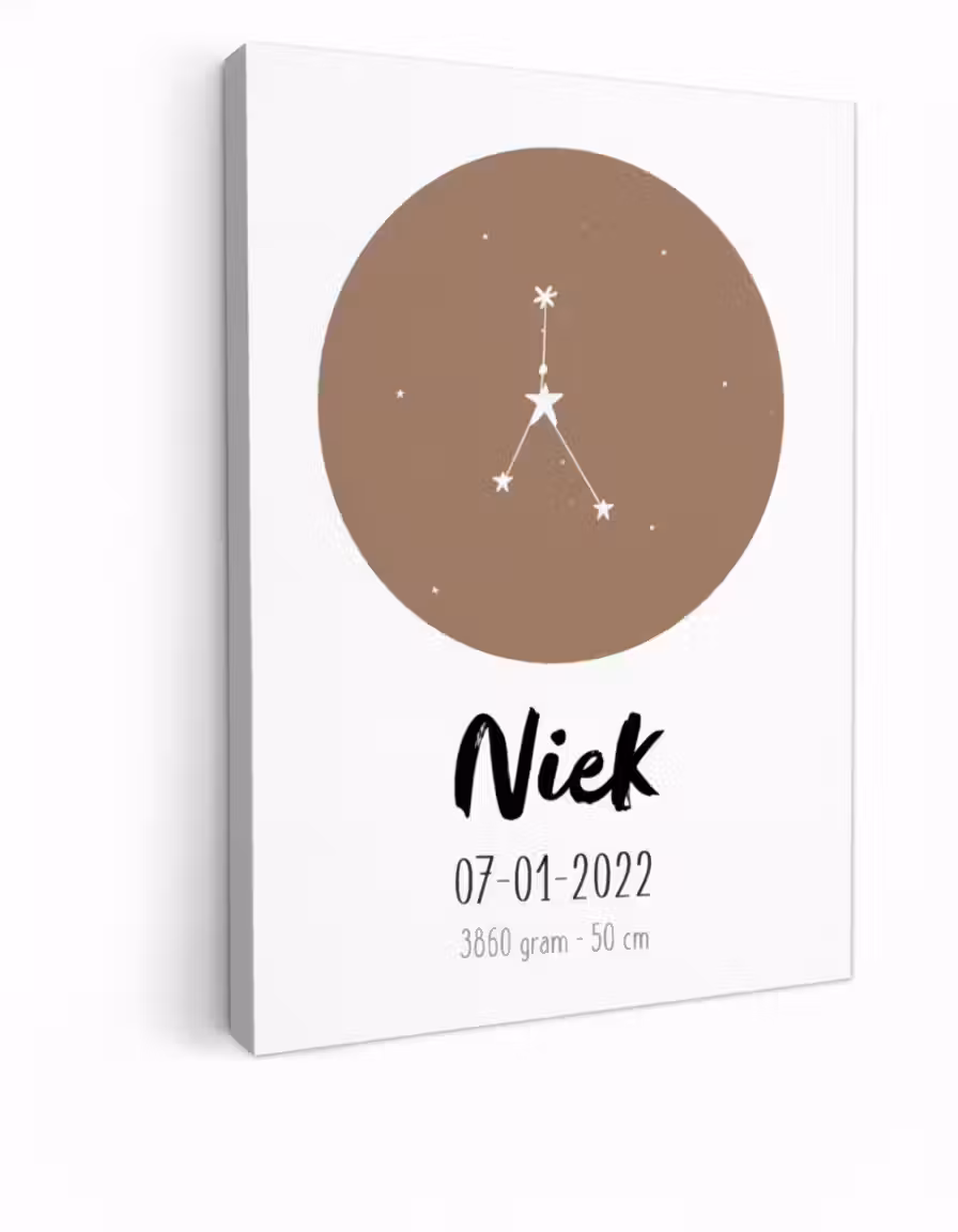 Geboorteposter sterrenbeeld kreeft op canvas