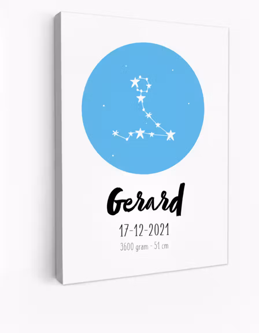 Geboorteposter sterrenbeeld vissen op canvas