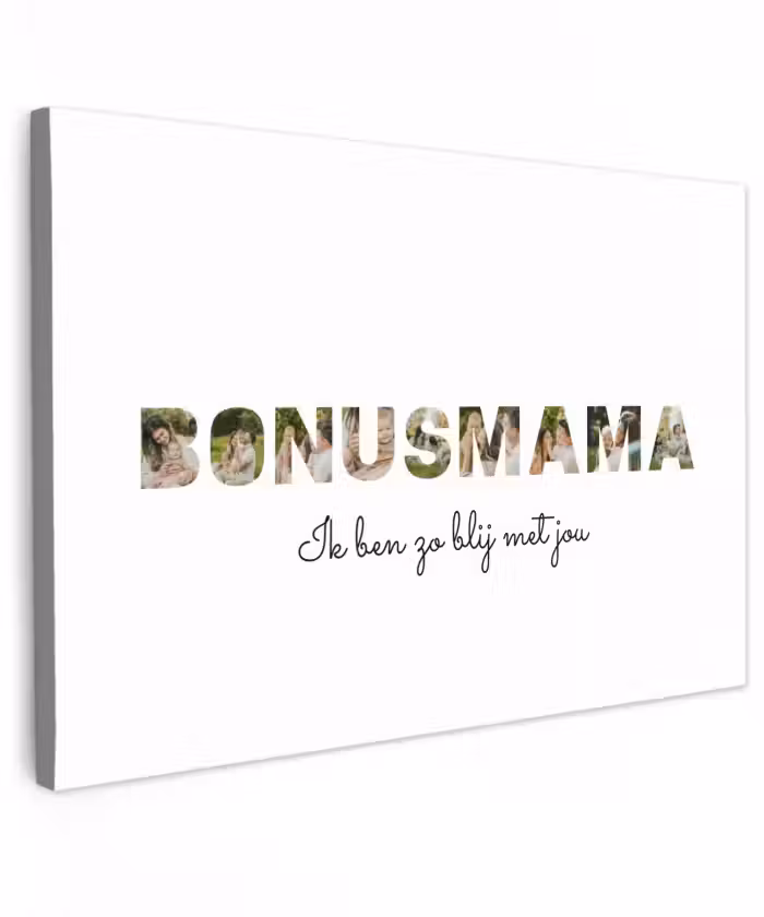Gepersonaliseerd buiten canvas - Bonusmama - Lettercollage