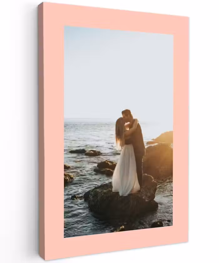 Gepersonaliseerd buiten canvas - Foto met roze border