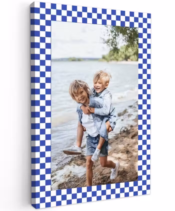 Gepersonaliseerd buiten canvas - Geruite border