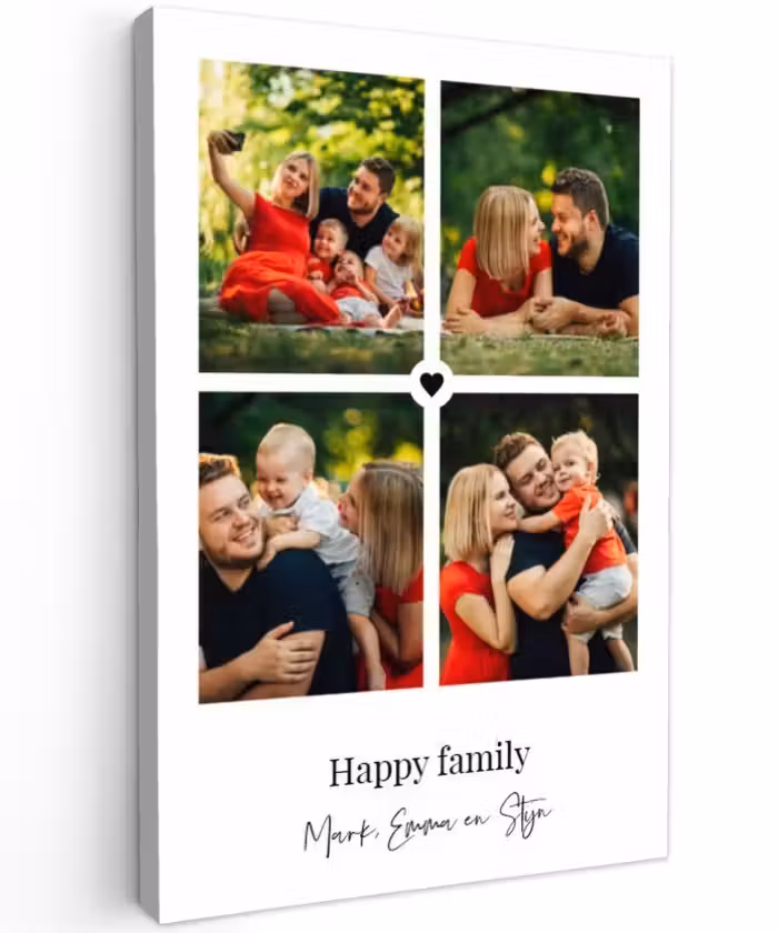 Gepersonaliseerd buiten canvas - Happy Family - Collage - 4 Foto's