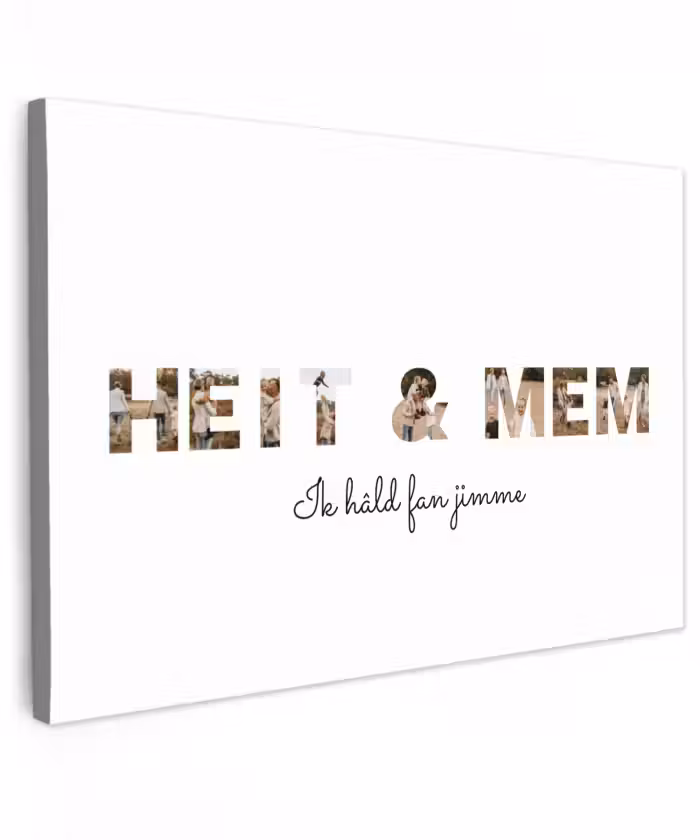 Gepersonaliseerd buiten canvas - Heit & Mem - Lettercollage