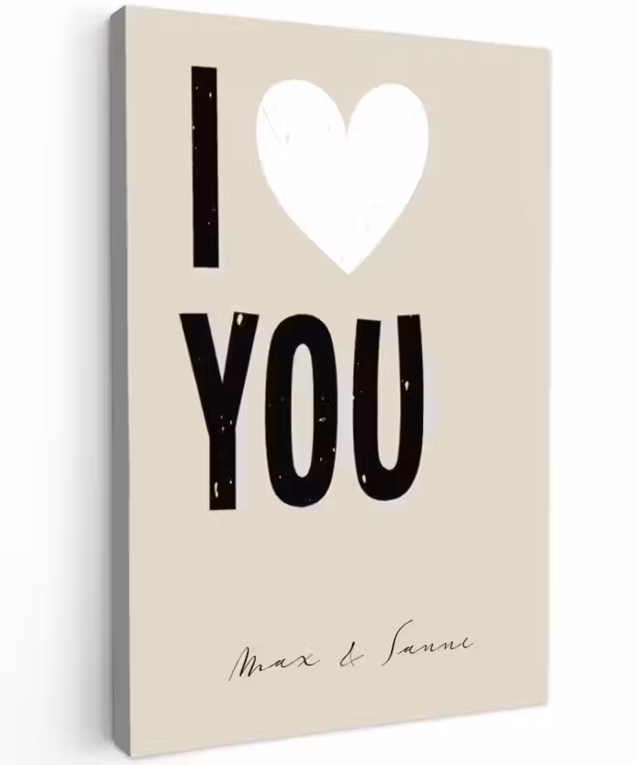 Gepersonaliseerd buiten canvas - I Love You