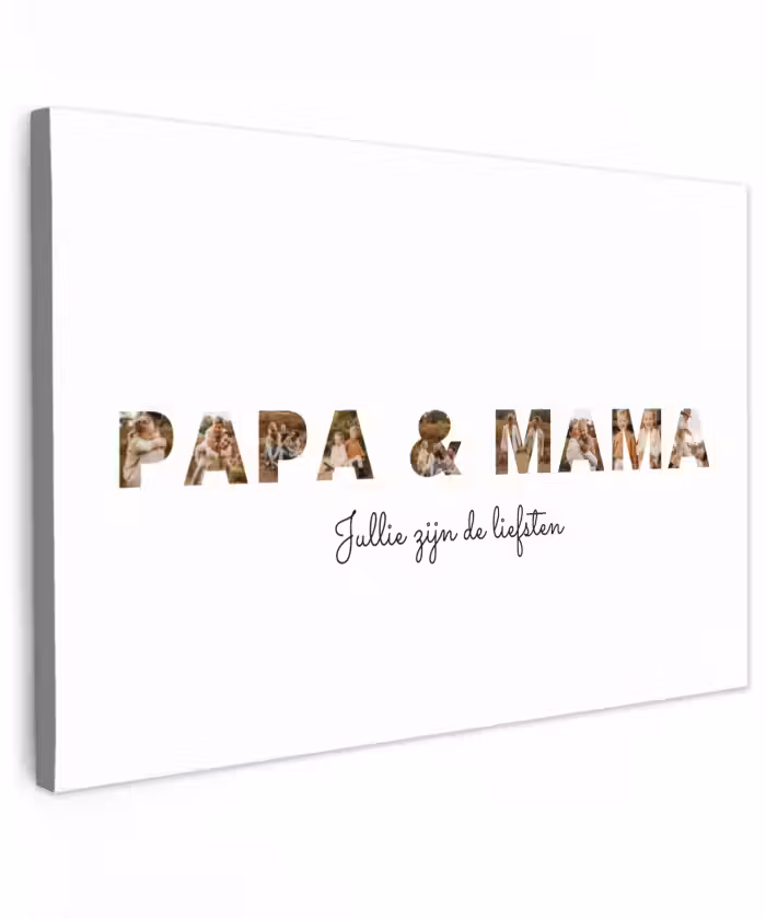 Gepersonaliseerd buiten canvas - Papa & Mama - Lettercollage