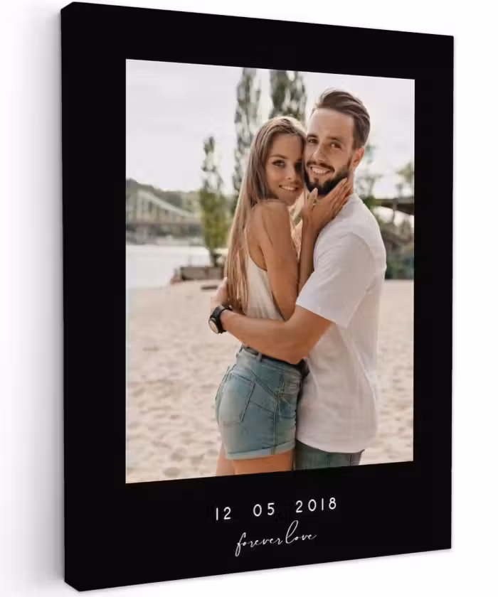 Gepersonaliseerd canvas schilderij - Forever Love - Zwarte Border