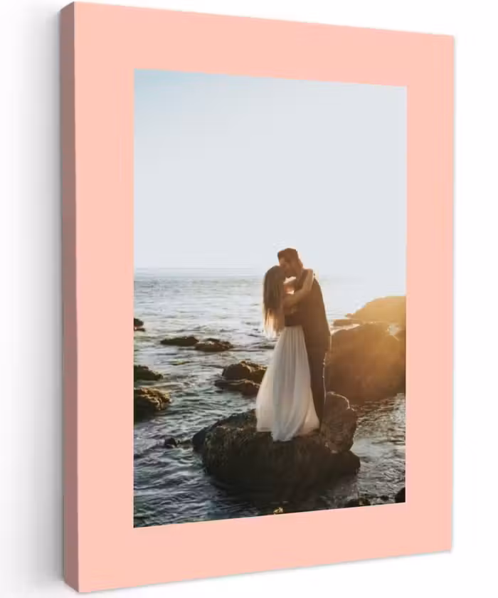 Gepersonaliseerd canvas schilderij - Foto met roze border