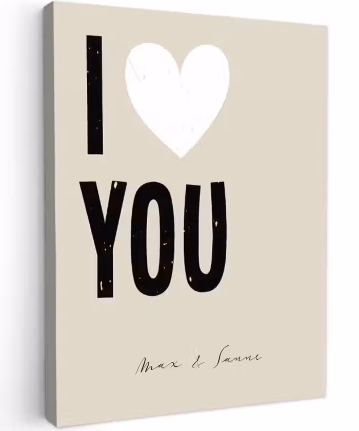Gepersonaliseerd canvas schilderij - I Love You