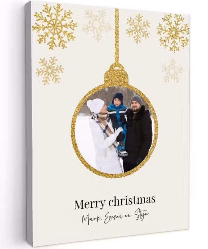 Gepersonaliseerd canvas schilderij - Kerstbal - Merry Christmas - Kerst