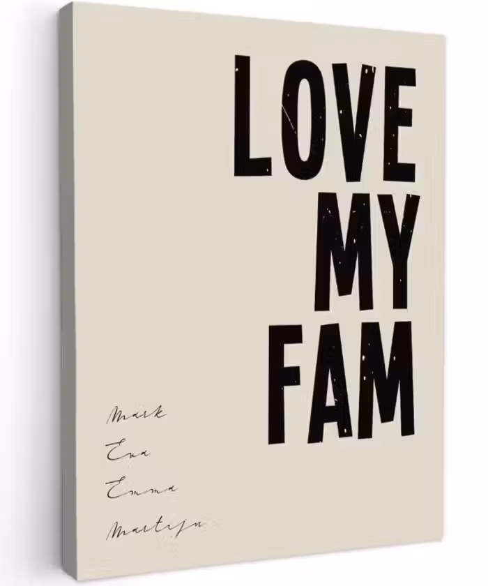 Gepersonaliseerd canvas schilderij - Love My Fam