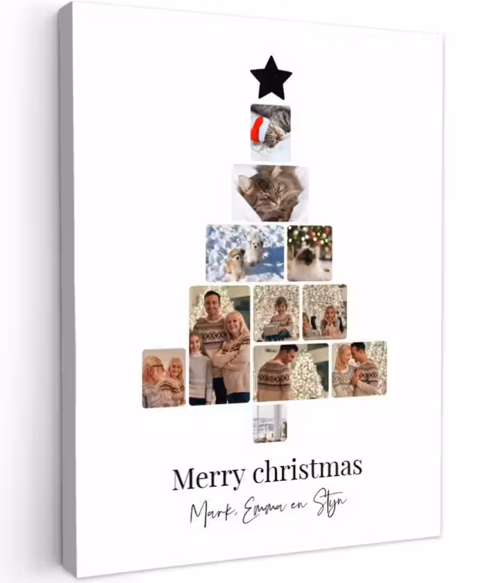 Gepersonaliseerd canvas schilderij - Merry Christmas - Collage