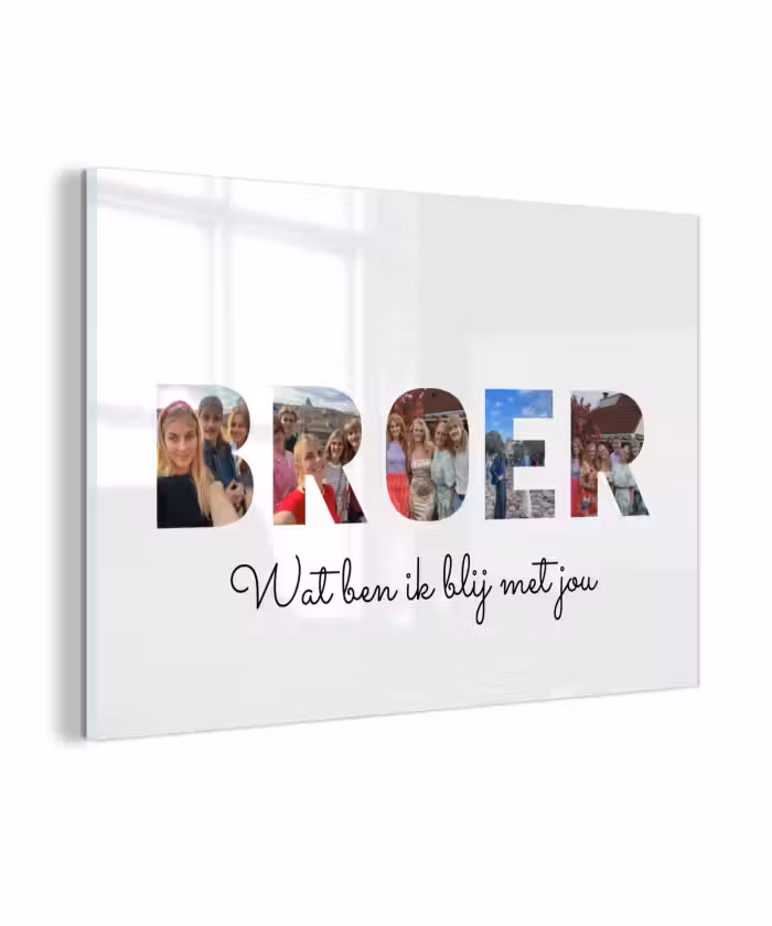 Gepersonaliseerd glas schilderij - Broer - Lettercollage