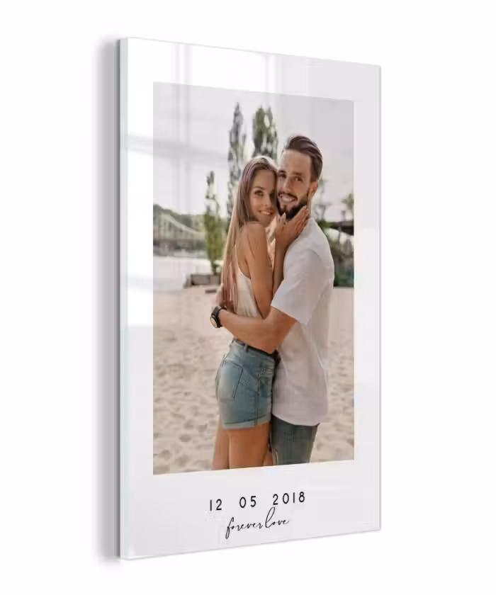 Gepersonaliseerd glas schilderij - Forever Love - Witte Border