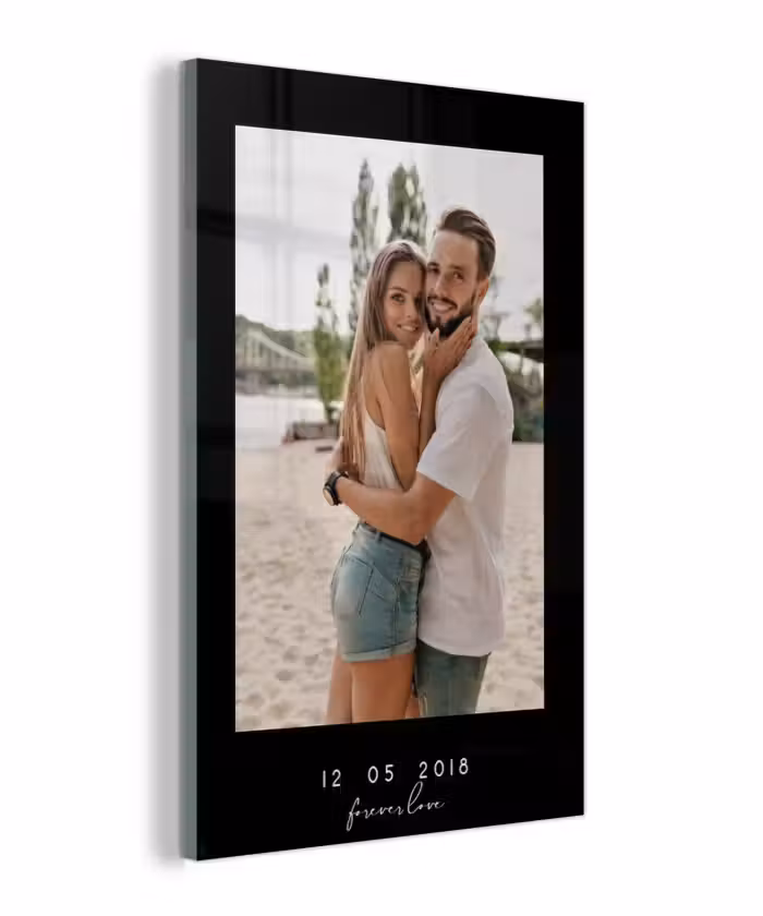 Gepersonaliseerd glas schilderij - Forever Love - Zwarte Border