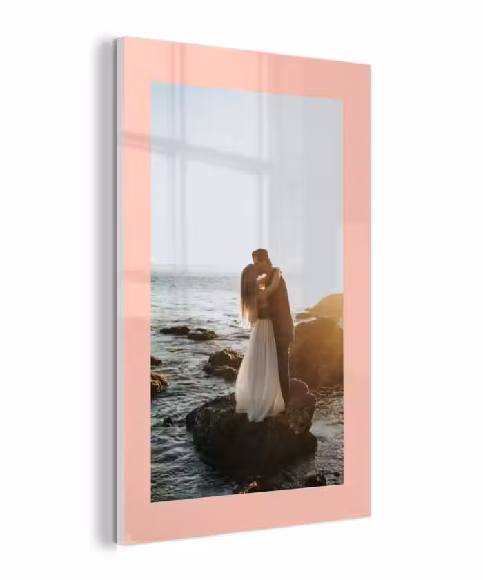 Gepersonaliseerd glas schilderij - Foto met roze border