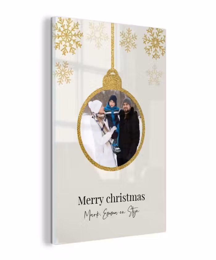 Gepersonaliseerd glas schilderij - Kerstbal - Merry Christmas - Kerst