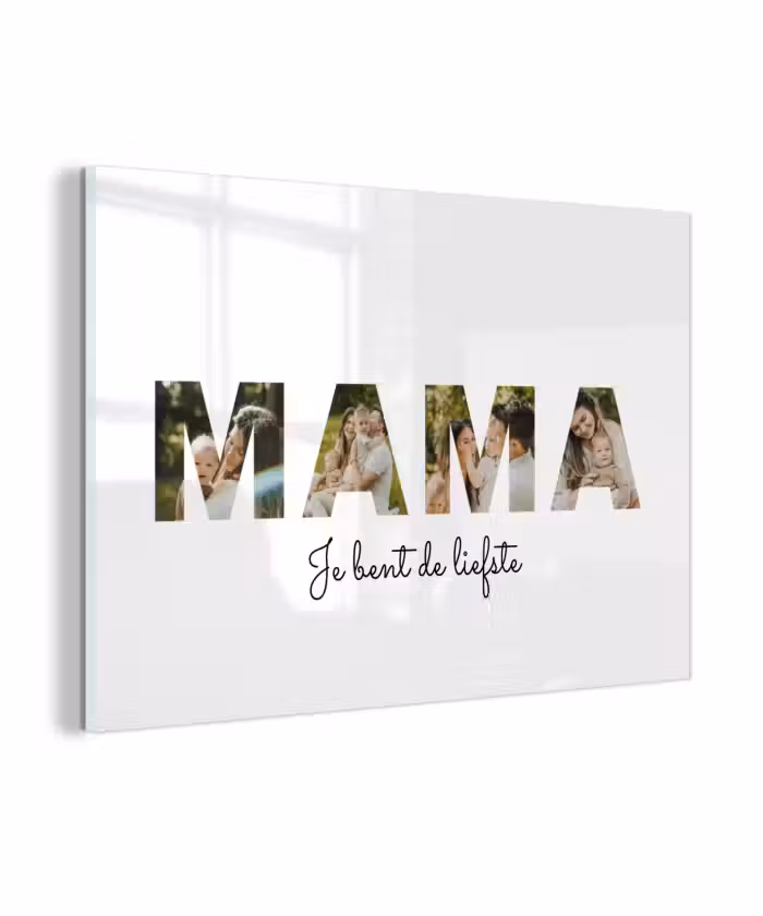 Gepersonaliseerd glas schilderij - Mama - Lettercollage