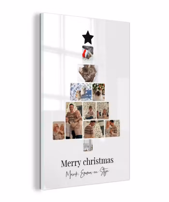Gepersonaliseerd glas schilderij - Merry Christmas - Collage